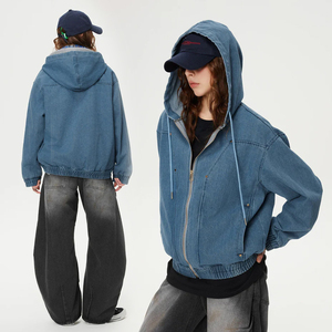 <b>Denim</b> Hood Jackets Women Tops Autumn Wash Long Sleeve Vintage Casual Jean Jacket Bomber <b>Denim</b> <b>Coat</b> Ladies Outerwear - Product Image 3