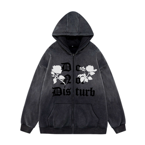Hoodie zippé pour homme, imprimé, nouvelle collection, sur mesure, vêtements d'hiver, effet délavé, faible MOQ, best-seller - Product Image 4