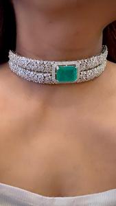 Collar de Plata con Diamantes Americanos (CZ) de Primera Calidad, con Hermosos Aretes, Conjunto de Collar de Diseñador para Fiestas - Product Image 4