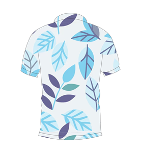 Polo à imprimé feuilles bleues, motif intégral, respirant, décontracté, manches courtes, style golf, pour l'été - Product Image 2