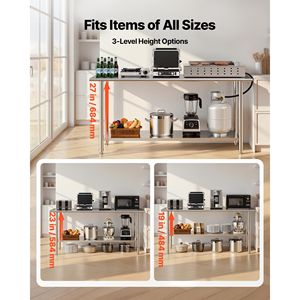 Mesa de Trabajo Comercial de Acero Inoxidable de 24x72 Pulgadas, Estación de Preparación de Alimentos con Estante Inferior Ajustable - Product Image 6