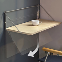 Platzsparender, wandmontierter, klappbarer Tisch, herunterklappbarer/aufrichtbarer Hängeschreibtisch mit Metallhalterungen für Esszimmer, Küche, Balkon, Zuhause.