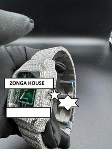 Montre unisexe de luxe en acier inoxydable avec cadran en verre et moissanite, style hip-hop, sport, affaires, mouvement automatique antique, 41 mm - Product Image 2