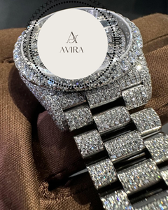 Montre mécanique unisexe en acier allié avec diamants Moissanite VVS, verre saphir, 40 mm, étanche, style Hip Hop Bling, la plus vendue - Product Image 2