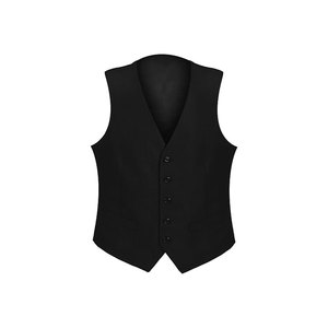 Gilet de Costume Homme Noir Formel Col V Simple Boutonnage Couleur Unie Tissé Longueur Standard - Product Image 1