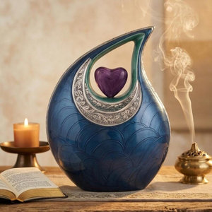 Engraved Tear Drop Cremation Urn Metal <b>Ashes</b> Memorial Vessel Purple Heart Decorative Adult <b>Keepsake</b> - Product Image 6