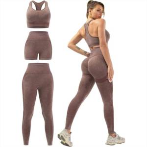 Nouvel ensemble de vêtements de sport tendance pour femmes, en tissu à séchage rapide, sans manches, taille haute, prix de gros, ensemble de leggings - Product Image 2