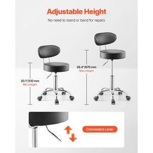 Sgabello da Lavoro Pneumatico Regolabile a 360 Gradi con Schienale, Capacità di Carico 300 Libbre, Sedia Industriale per Officina - Product Image 2
