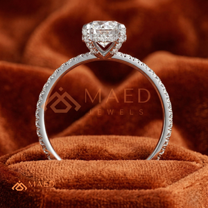 925 Sterling <b>Silver</b> Round Cut Moissanite/Diamond Engagement <b>Ring</b> for Women, Micro Pave Diamond Band <b>Solitaire</b> <b>Ring</b> - Product Image 3