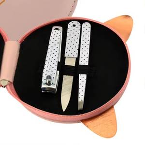 Kit de manucure classique motif chat mignon, professionnel et portable, comprenant coupe-ongles, ciseaux et lime en acier inoxydable, pour adultes, avec étui - Product Image 2