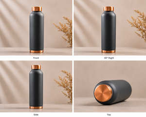 Botella de Agua de Cobre Negro Mate, Diseño Moderno y Minimalista, Botella para Beber de Cobre Puro, Botella Ayurvédica Hecha a Mano, a Prueba de Fugas - Product Image 6