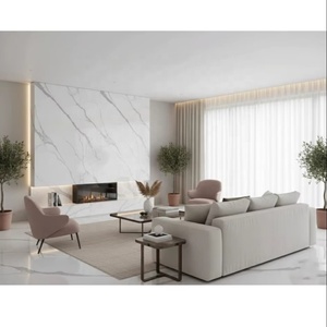 1600x3200 12mm Thickness Flexible Porcelain Black Stone Antique Finish Glossy Design Office Meeting Hall Mall Bookmatch <b>Wall</b> - Product Image 3