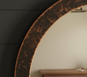 Rustic Textured Metal <b>Round</b> <b>Wall</b> <b>Mirror</b> Industrial Vintage Decorative <b>Mirror</b> for Living Room & Home Decor Use Electricity - Product Image 2