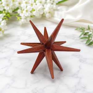 Estrella Merkaba de Cristal Rojo Dorado de 12 Puntas, Ecológica, Feng Shui, Regalo Espiritual, Venta al por Mayor, Pulida - Product Image 1