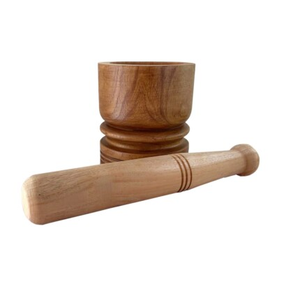 Mortier et pilon en bois massif écologique fait main, broyeur manuel pour épices et herbes, 63 mm - Product Image 6