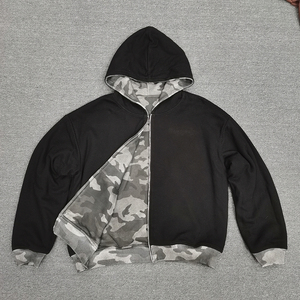 Sudadera con capucha para hombre, de doble capa, reversible, bordada, ecológica, exterior de forro polar, interior de punto gofrado, gruesa, con cremallera, para invierno, personalizada - Product Image 2