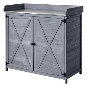 Tavolo da Giardinaggio per Esterni 39 X 19 con Piano in Legno e Armadietto in Legno per Postazione di Lavoro da Giardino e Patio - Product Image 1