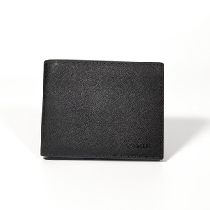 Cartera plegable de alta calidad para hombre, billetera plegable para tarjeta de identificación, Passcase Castello Saffiano cuero azul marino verde gris abierto poliéster corto Delgado - Product Image 3