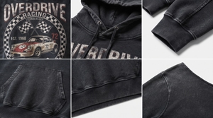 Sweat à capuche surdimensionné en tricot avec motif vintage de course automobile pour hommes - Mélange polyester/coton, style streetwear, service OEM/ODM - Product Image 6