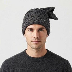 Custom Mohair <b>Beanie</b> <b>Wool</b> Knit Jacquard Embroidered Logo Satin Lined Designer Winter <b>Hat</b> OEM Manufacturer - Product Image 3