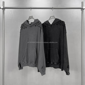 Sudadera con Capucha Personalizada con Logotipo, 400G, Lavado Ácido, 100% Algodón, Estilo Vintage, Casual, Holgada, para Hombre - Product Image 3