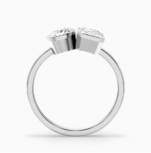 Anillo de Dos Piedras con Corte Esmeralda Moissanite Toi Et Moi, Plata de Ley 925, Chapado en Oro Blanco, Engaste de Garras, Anillo de Compromiso Romántico de Lujo - Product Image 2