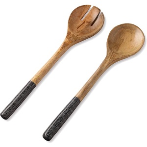 Cucharas y Tenedores de Madera Orgánica para Ensalada de Mango de 11 Pulgadas, Utensilios de Madera Premium para Servir Ensalada, 2 Piezas, Utensilios de Cocina - Product Image 2
