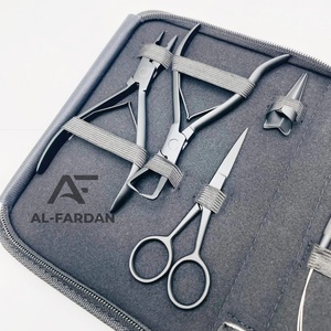 Matte Black Color Most Selling Hair Extension Tools Kit Surgical Grade Stainless Steel Included Scissors <b>Pliers</b> Looping Hook <b>Set</b> - Product Image 3