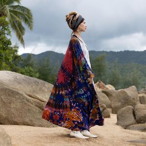 Belle Nouveau Kimono Robe D'été Surdimensionné Vacances Look Boho Festival Bohème Boho Chic À La Mode Femmes Tie Dye Kimono - Product Image 3