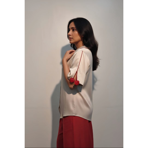 Chemise élégante décontractée pour femmes Ma Cherie Biege Giza Satin, vêtements de mode féminine haut de gamme pour tous les jours, fabricant OEM - Product Image 5