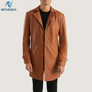 Manteau en cuir réversible sur mesure pour homme, en cuir véritable, veste d'hiver chaude doublée, trench-coat boutonné pour un style décontracté ou professionnel - Product Image 1