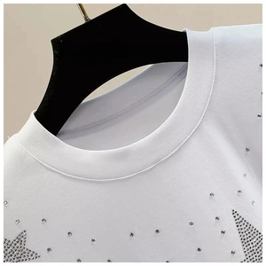 Camiseta Blanca Personalizada de Manga Corta para Hombre con Diseño de Estrellas Brillantes, Cuello Redondo, Estilo Urbano, Largo Regular, Transpirable, 100% Algodón - Product Image 6