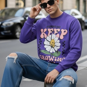 Sweat-shirt à col rond de haute qualité pour homme/femme, 100% coton molletonné, écologique, coupe-vent, léger, respirant, hiver - Product Image 4