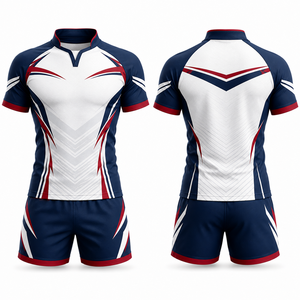 Maillot de rugby personnalisé, short de rugby, uniformes d'équipe OEM, impression par sublimation, vêtements de sport pour hommes, fournisseur en gros, kit d'entraînement et de match - Product Image 1