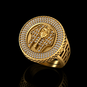 Bague de mariage fine pour homme, design tendance, style Hip Hop, personnalisée, tête de Pharaon, en argent 925, Moissanite, sertie de pierres, effet bling - Product Image 5