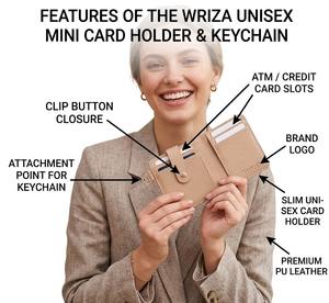 Tarjetero Mini Unisex de Cuero PU Wriza con Clip para Llavero y Botón, Estuche Delgado para Tarjetas de Crédito, Identificación y Tarjetas de Visita para Hombres y Mujeres - Product Image 3