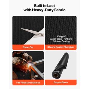 Rotolo di Coperta per Saldatura in Fibra di Vetro Rivestita in Silicone 5 X 150 FT, Resistente al Calore fino a 1800 Fahrenheit, Misura Protettiva di Sicurezza - Product Image 3