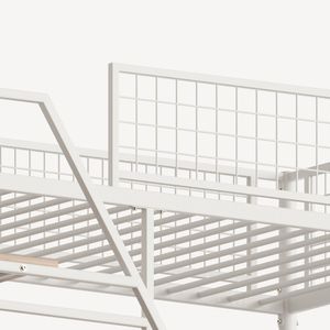 Full-Size Loft Metal <b>Bed</b> with <b>LED</b> Lighting and Charging Station for Bedroom and Dormitory White Color - Product Image 2