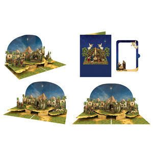 Carte de vœux de Noël 3D écologique en papier fait main avec scène de village d'hiver - Product Image 5