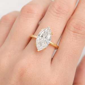 Bague de fiançailles solitaire en or pur 14K 18K avec diamant de laboratoire de taille marquise de 1,25 carat, couleur DEF personnalisée, clarté VVS certifiée CVD - Product Image 4