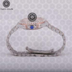 Charm_Jewells Luxury Women's Stainless Steel <b>Diamond</b> <b>Watch</b> Round Case 38mm Analog Quartz Sapphire Crystal Folding Clasp - Product Image 4