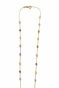 Collar de Moda Revalia en Oro Amarillo de 18K con Piedras Preciosas Multicolores, Collar Elegante con Cadena de Cuentas Coloridas Minimalista para Mujer - Product Image 2