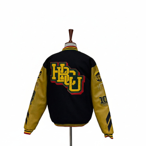Chaqueta Letterman Personalizada OEM para Hombre, Talla Grande, Chaqueta Varsity de Lana y Tela con Parches Bordados, Estilo Béisbol Urbano con Detalles en Cuero - Product Image 2