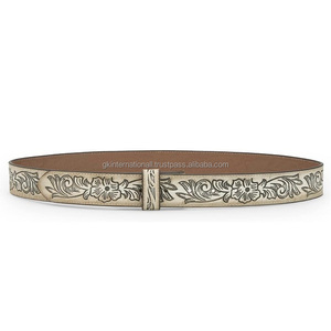 Ceintures d'outillage à main pleine fleur de cow-boy occidental de luxe au design personnalisé ceinture d'outillage en relief avec boucle en alliage de zinc sculptée à la main - Product Image 5