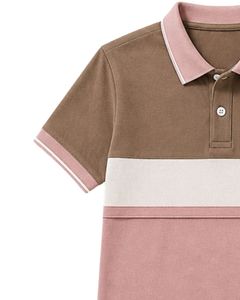 Camiseta Polo para Hombre Personalizada por el Fabricante, Color Marrón y Rosa, Bloques de Color, Manga Corta, Informal, para Golf, Transpirable, Top de Moda de Verano - Product Image 5