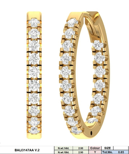 Pendientes de Aro de Oro de 14K con Rodio para Mujer, con Diamantes Naturales de 0.65ctw, 2.5g, con Corte Brillante Clásico y Engaste Compartido - Product Image 6