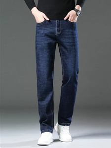 Customized Wholesale <b>Men</b> Jeans Y2K Washed Blank Plain Cotton Spandex Denim Pants Slim Washed <b>Stretch</b> 5 Pockets Straight Jean - Product Image 6