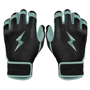 Full Finger <b>Baseball</b> <b>Gloves</b> Pitcher Black Mint Green Lightning Design Nylon Material Breathable Non-Slip Hook Loop Closure - Product Image 1