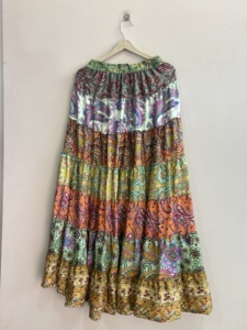 Vintage Saree Silk Traditional Indian Maxi <b>Skirt</b> For Women Flare Ruffle <b>Skirt</b> - Product Image 3