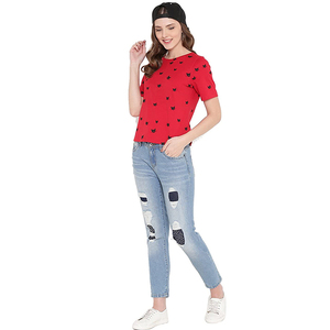 Camisetas de mujer recién llegadas, camiseta de manga corta con estampado y cuello redondo para mujer con diseño premium para usar en verano - Product Image 5